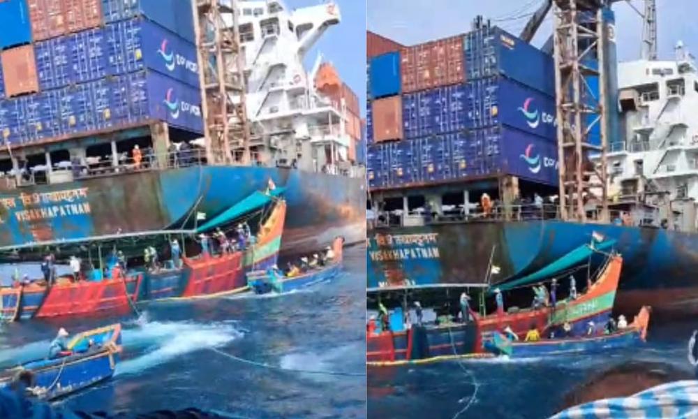 മത്സ്യബന്ധന ബോട്ട് കപ്പലിനടിയില്‍പ്പെട്ടു; വന്‍ അപകടം ഒഴിവായി