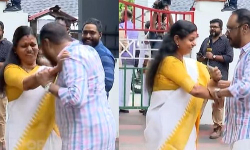 ഇന്ദിരാഭവന് മുന്നില്‍ നാടകീയ രംഗം: ബിന്ദു കൃഷ്ണയെ ആലിംഗനം ചെയ്യാന്‍ ശ്രമിച്ച ചെറിയാന്‍ ഫിലിപ്പിനെ തട്ടിമാറ്റി