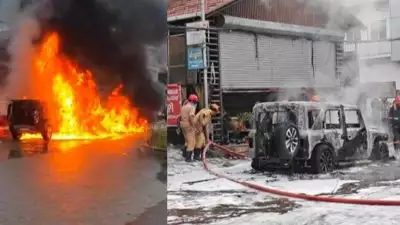 കളമശ്ശേരിയില്‍ ഓടിക്കൊണ്ടിരുന്ന ഥാര്‍ കത്തി നശിച്ചു; യാത്രക്കാര്‍ സുരക്ഷിതര്‍