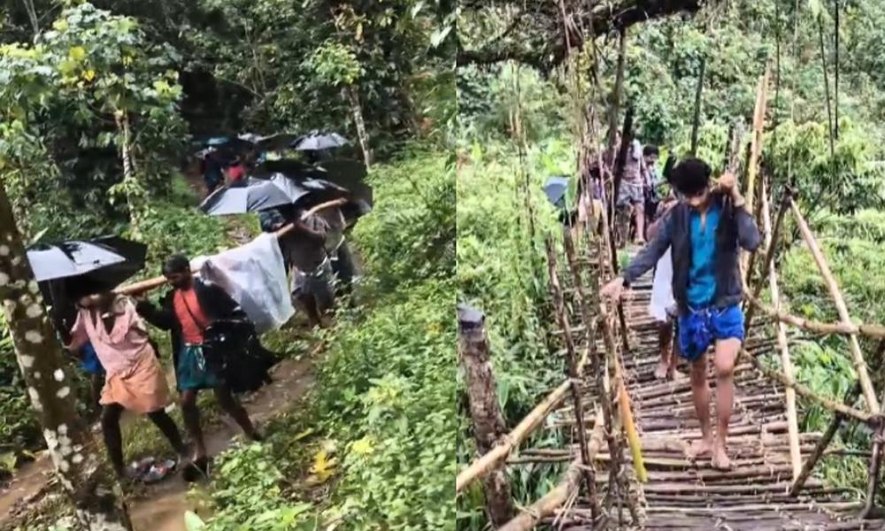 ഇടമലക്കുടിയിൽ രോഗിയെ ചുമന്ന് ആശുപത്രിയിലെത്തിച്ചു